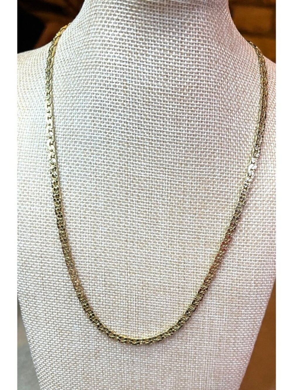 Vintage 80s 14KGP Gold Nugget Link Chain Necklace Korea